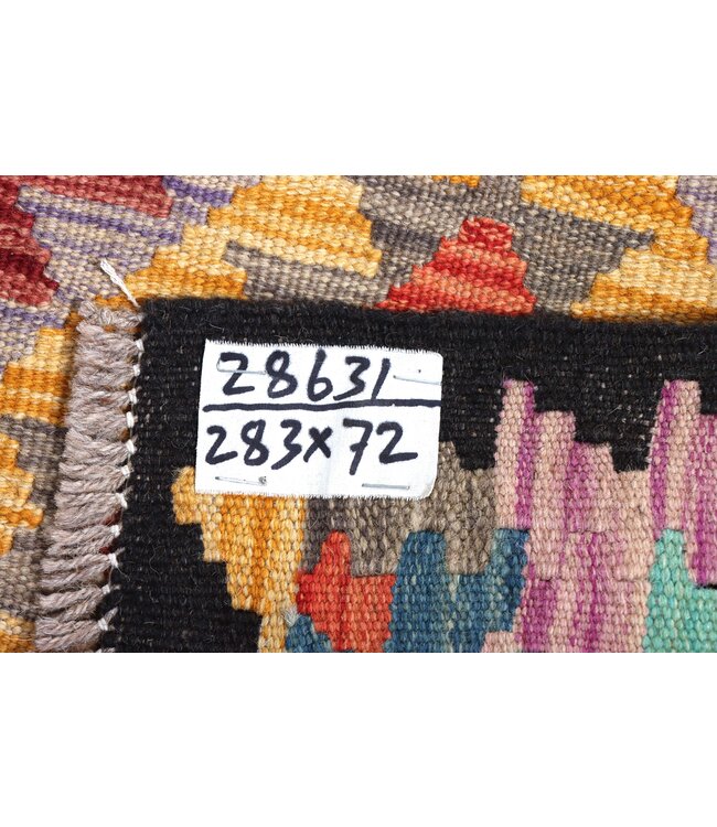 Kelim kleed loper  283 x 72 cm  vloerkleed tapijt kelims hand geweven