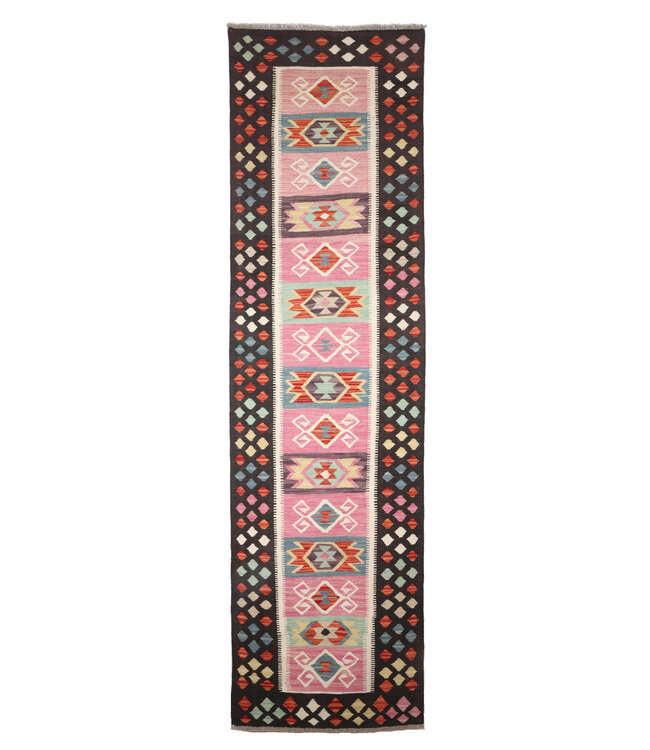 Kelim kleed loper  293 x 80 cm  vloerkleed tapijt kelims hand geweven