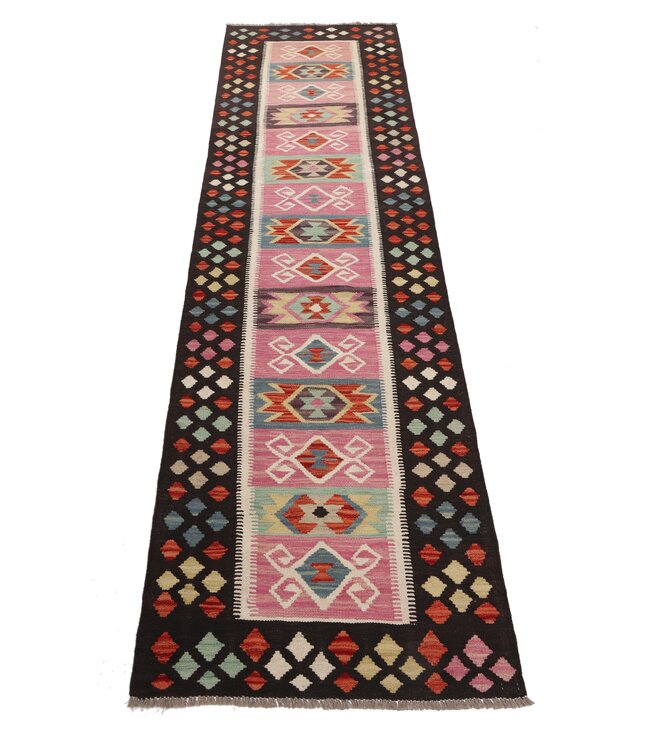 Kelim kleed loper  293 x 80 cm  vloerkleed tapijt kelims hand geweven