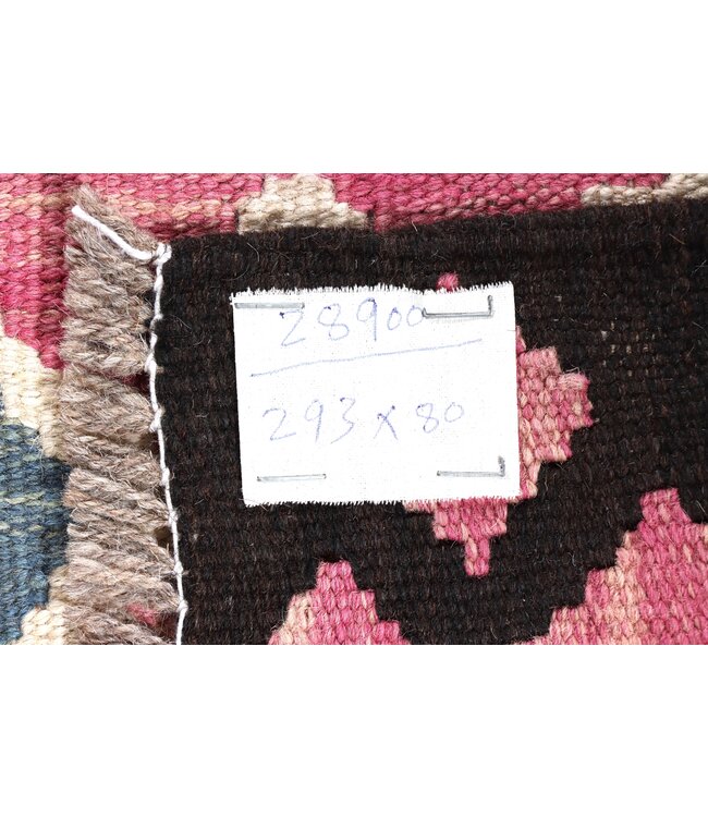 Kelim kleed loper  293 x 80 cm  vloerkleed tapijt kelims hand geweven