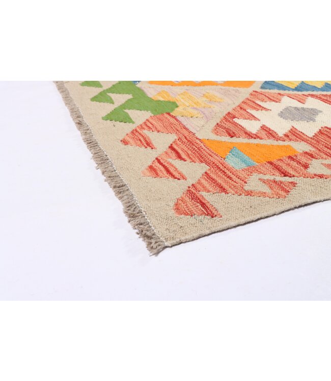 242 x 170 cm Handmade Afghan Traditional Kilim Area Rug Wool Carpet