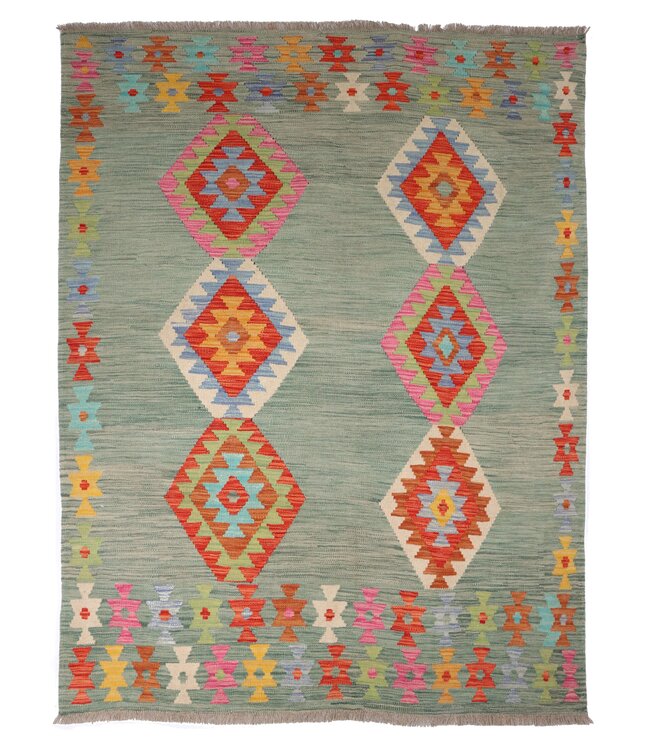 200 x 149 cm Handgemaakte Afghaanse traditionele Kilim Vloerkleed Wol Tapijt