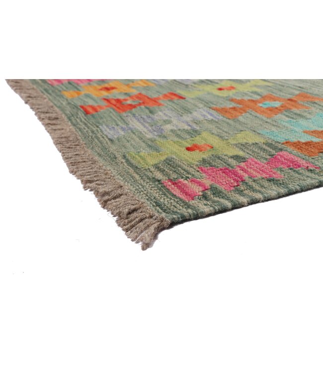 200 x 149 cm Handmade Afghan Traditional Kilim Area Rug Wool Carpet