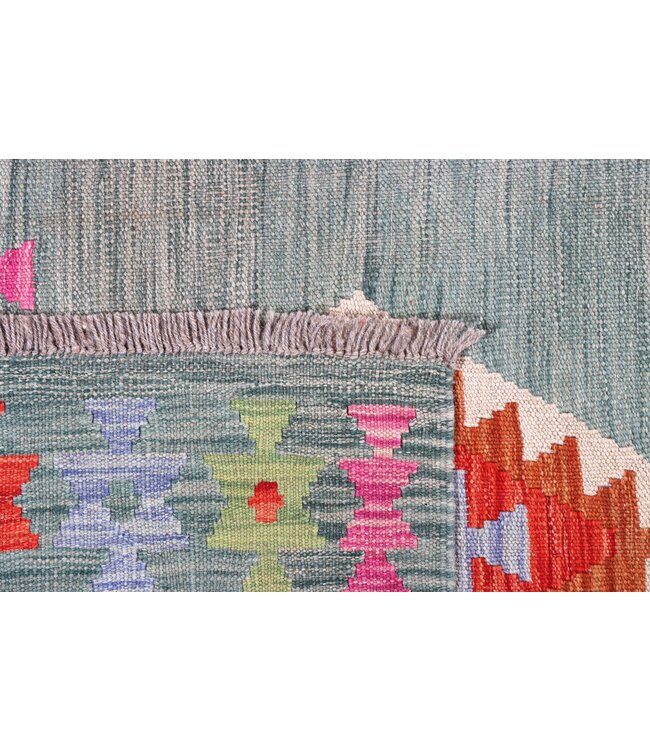 200 x 149 cm Handmade Afghan Traditional Kilim Area Rug Wool Carpet