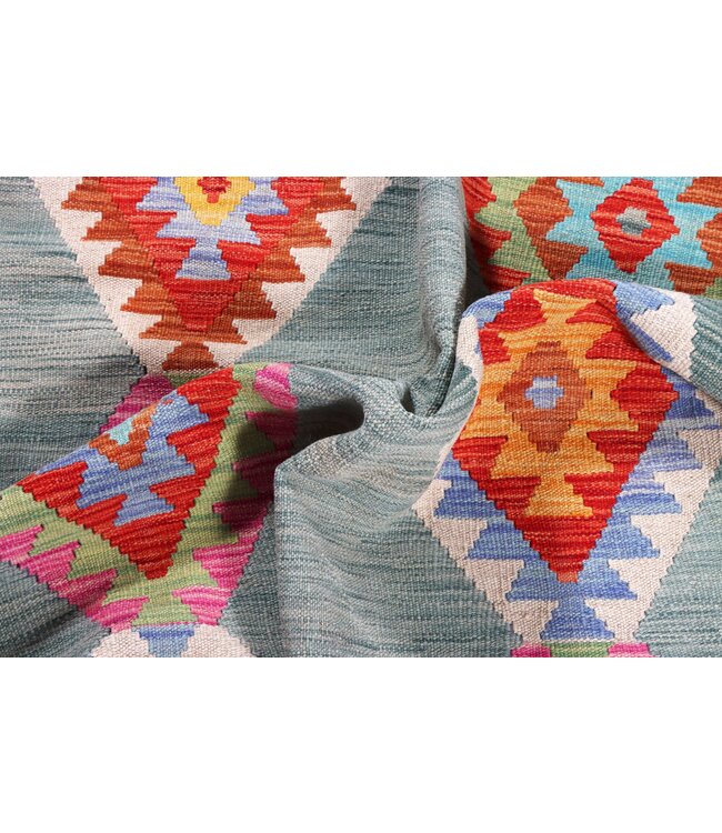 200 x 149 cm Handgefertigter Afghanischer traditioneller Kilim Teppich Woll