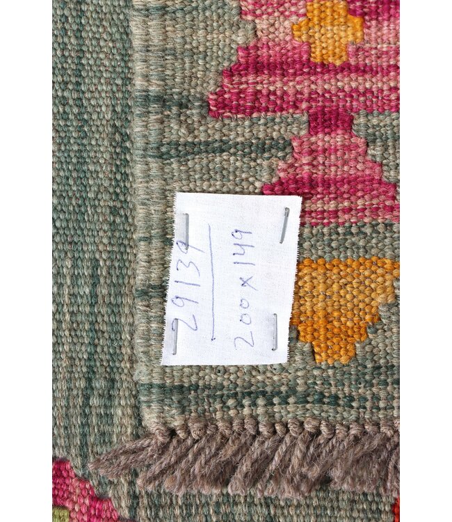 200 x 149 cm Handgemaakte Afghaanse traditionele Kilim Vloerkleed Wol Tapijt