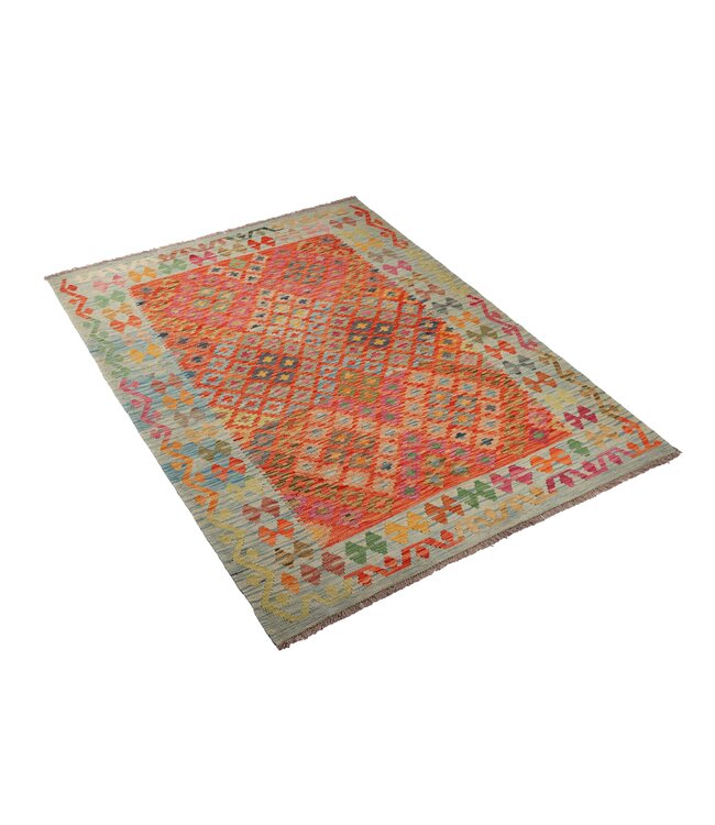 206 x 154 cm Handgemaakte Afghaanse traditionele Kilim Vloerkleed Wol Tapijt