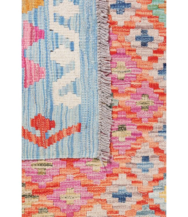 206 x 154 cm Handmade Afghan Traditional Kilim Area Rug Wool Carpet