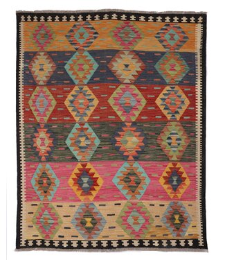 203 x 158 cm Handgemaakte Afghaanse traditionele Kilim Vloerkleed Wol Tapijt