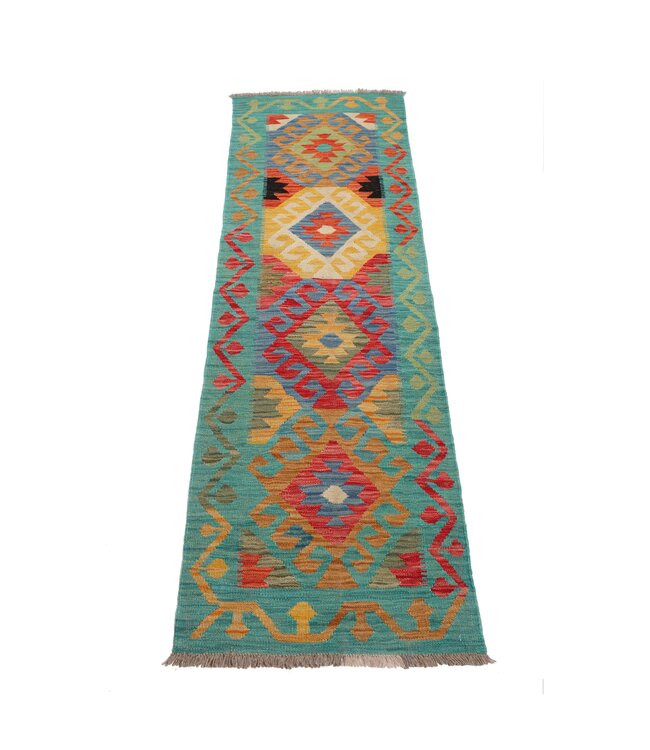 Kelim kleed loper  207 x 58 cm  vloerkleed tapijt kelims hand geweven