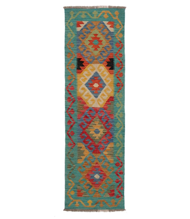 Kelim kleed loper  207 x 58 cm  vloerkleed tapijt kelims hand geweven
