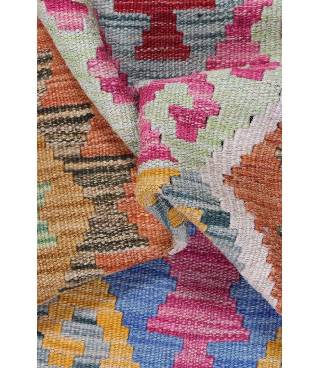 Kelim kleed loper  198 x 62 cm  vloerkleed tapijt kelims hand geweven