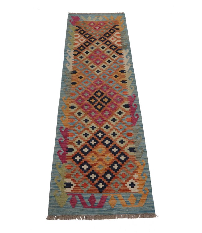 Kelim kleed loper  215 x 67 cm  vloerkleed tapijt kelims hand geweven