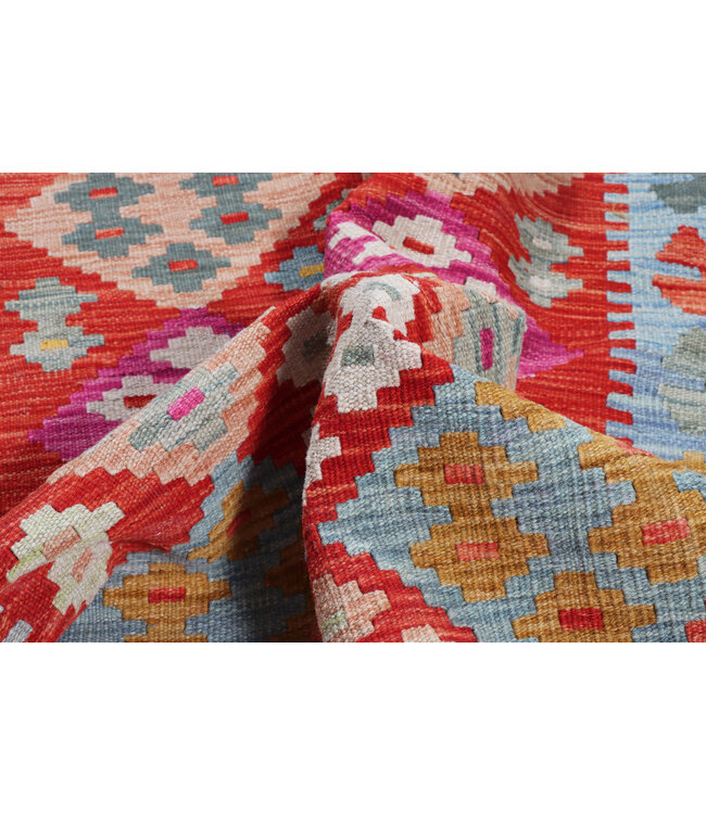 172 x 122 cm Handmade Afghan Traditional Kilim Area Rug Wool Carpet