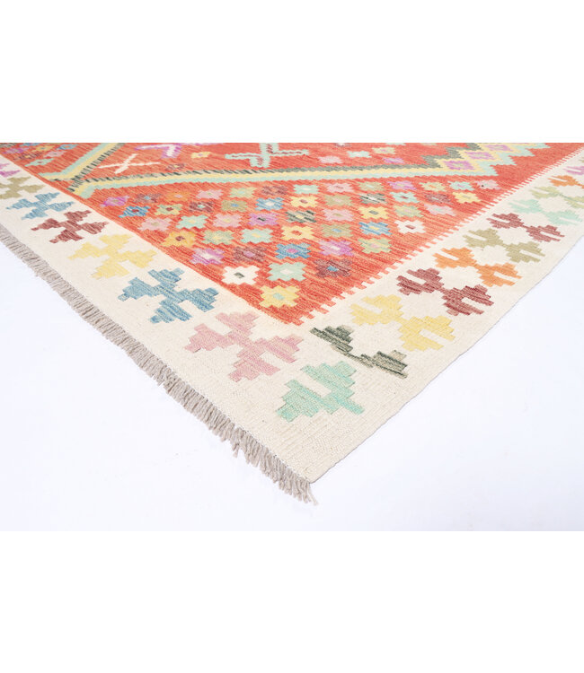 239 x 195 cm Handgemaakte Afghaanse traditionele Kilim Vloerkleed Wol Tapijt