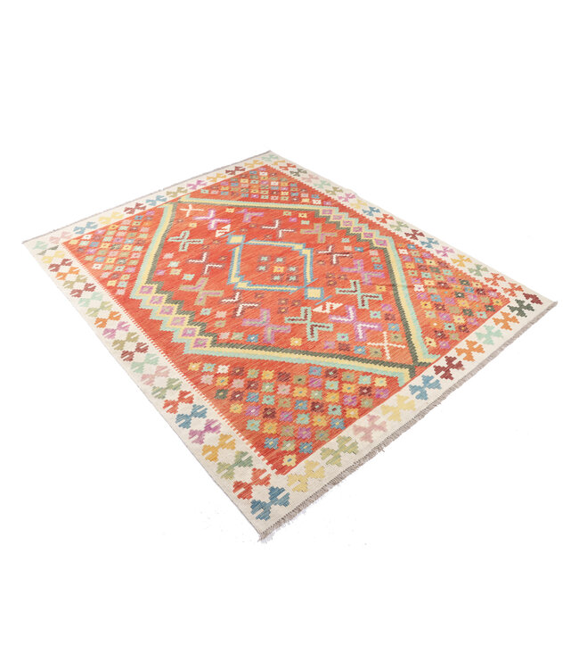 239 x 195 cm Handgemaakte Afghaanse traditionele Kilim Vloerkleed Wol Tapijt