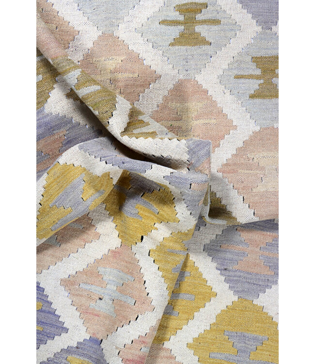 202 x 149 cm Handmade Afghan Traditional Kilim Area Rug Wool Carpet