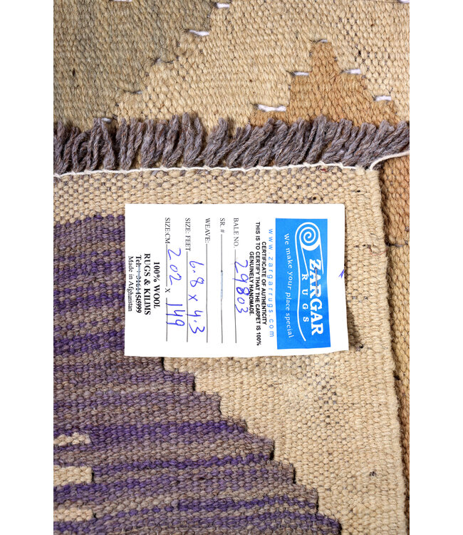 202 x 149 cm Handmade Afghan Traditional Kilim Area Rug Wool Carpet