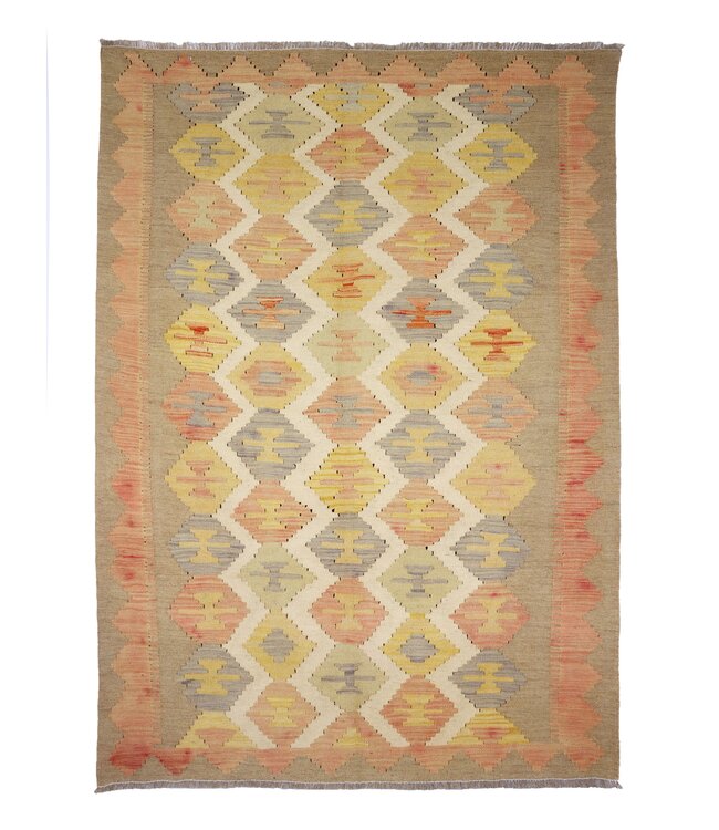 213 x 139 cm  Handgefertigter Afghanischer traditioneller Kilim Teppich Woll