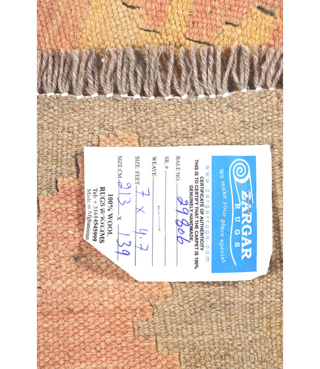213 x 139 cm  Handmade Afghan Traditional Kilim Area Rug Wool Carpet