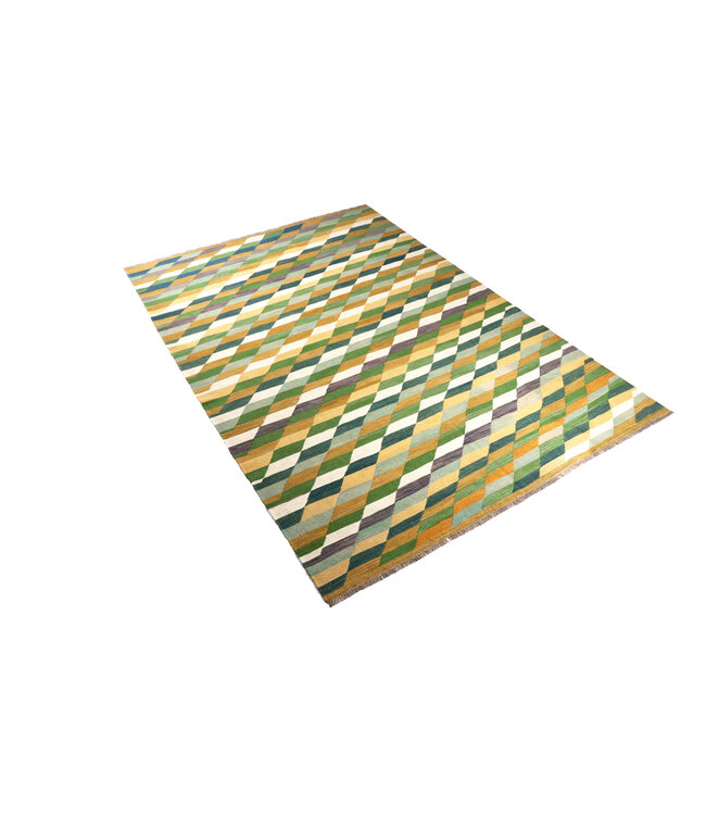 302 x 200 cm Handgemacht modern Wolle Kelim Teppich