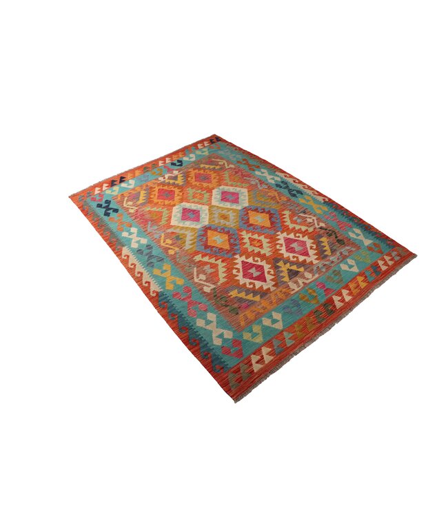 242 x 175 cm Handmade Afghan Traditional Kilim Area Rug Wool Carpet