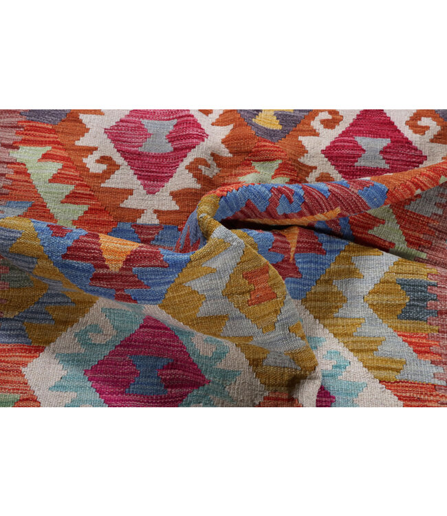 242 x 175 cm Handgemaakte Afghaanse traditionele Kilim Vloerkleed Wol Tapijt