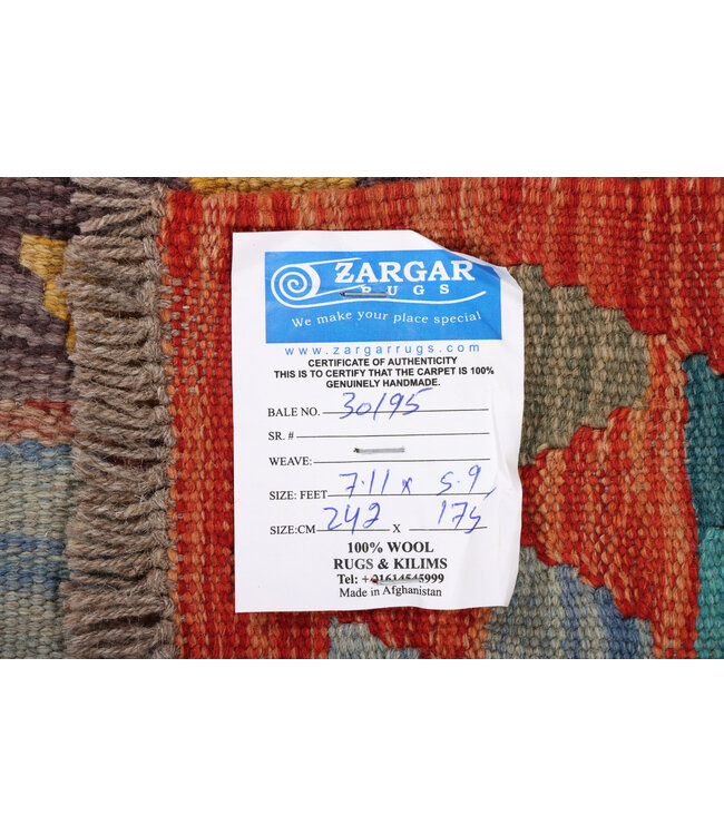 242 x 175 cm Handmade Afghan Traditional Kilim Area Rug Wool Carpet