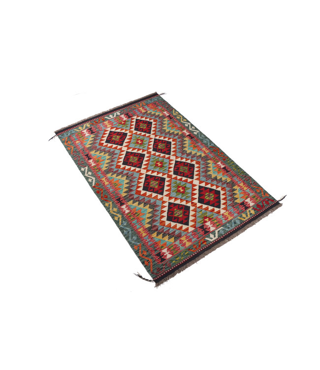 186 x 123 cm Handmade Afghan Traditional Kilim Area Rug Wool Carpet