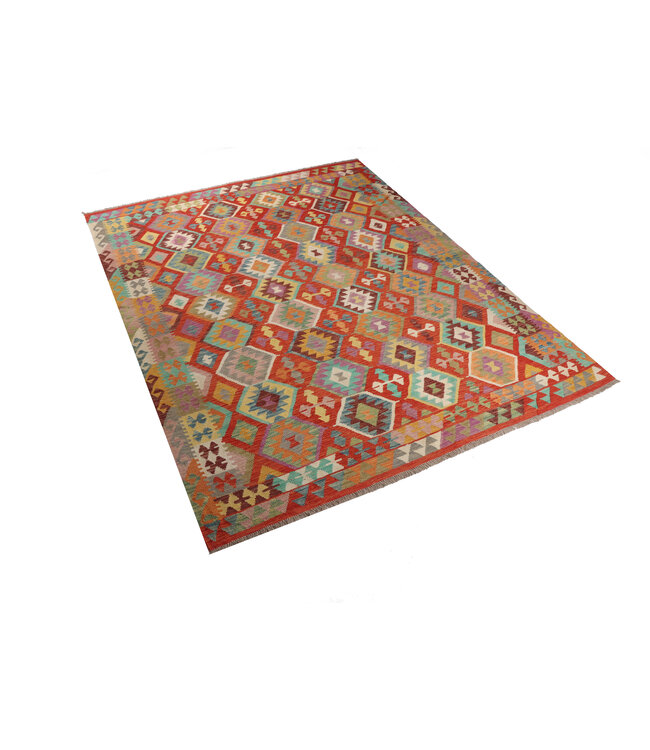 257 x 204 cm Handgemaakte Afghaanse traditionele Kilim Vloerkleed Wol Tapijt