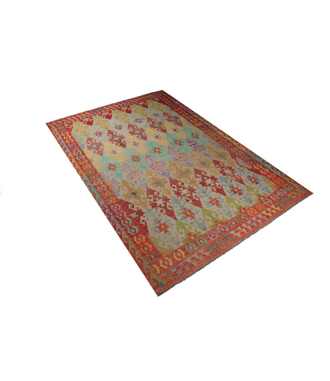 296 x 204 cm Handgemaakte Afghaanse traditionele Kilim Vloerkleed Wol Tapijt