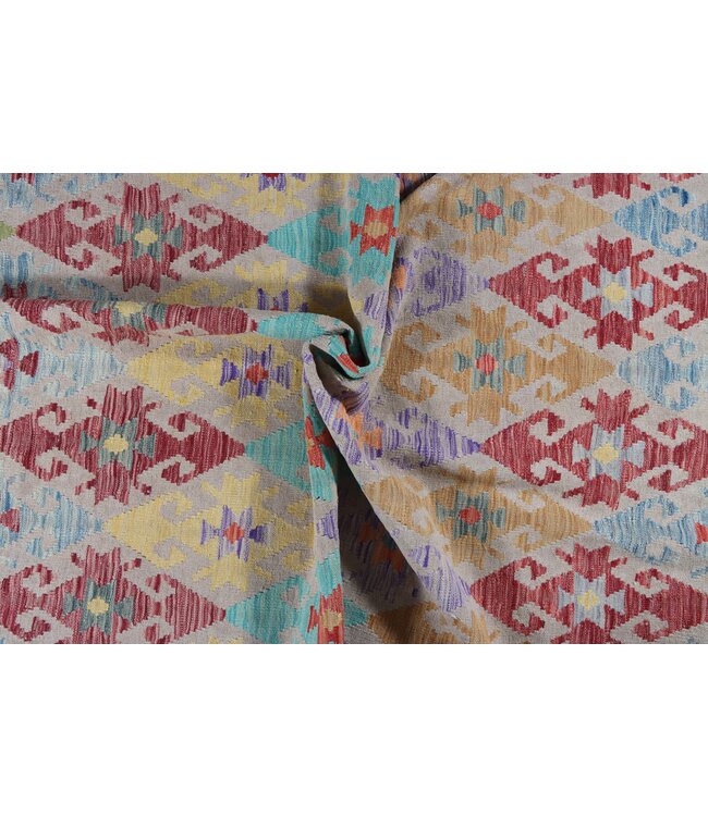 296 x 204 cm Handmade Afghan Traditional Kilim Area Rug Wool Carpet