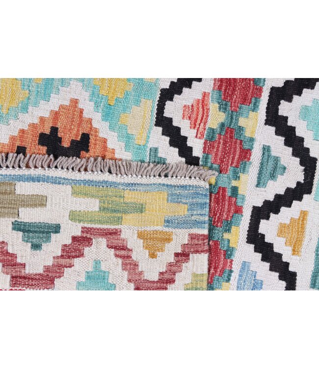 307 x 201 cm Handgemaakte Afghaanse traditionele Kilim Vloerkleed Wol Tapijt