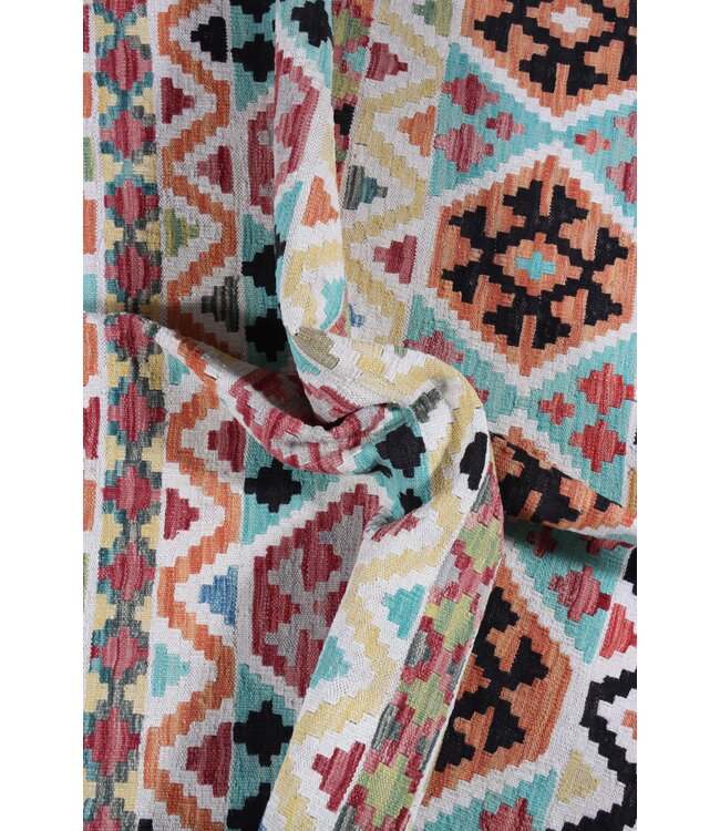 307 x 201 cm Handgemaakte Afghaanse traditionele Kilim Vloerkleed Wol Tapijt