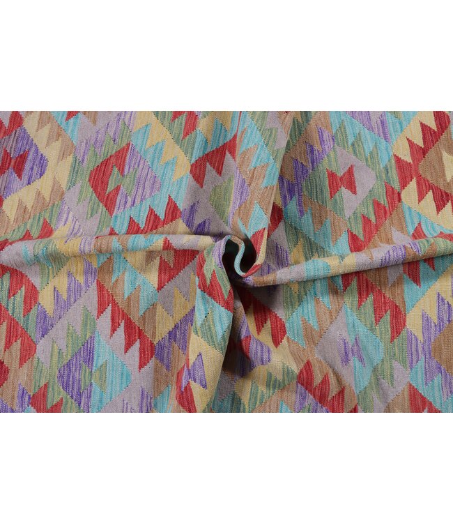 246 x 172 cm Handmade Afghan Traditional Kilim Area Rug Wool Carpet