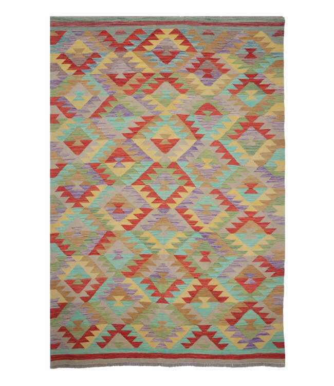 246 x 172 cm Handgemaakte Afghaanse traditionele Kilim Vloerkleed Wol Tapijt