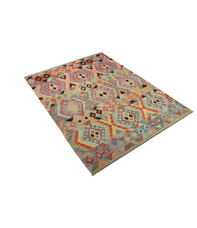 207 x 156 cm Handgemaakte Afghaanse traditionele Kilim Vloerkleed Wol Tapijt