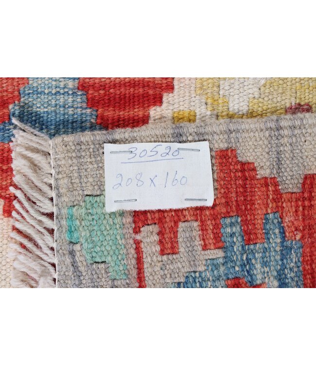 208 x 160  cm Handgemaakte Afghaanse traditionele Kilim Vloerkleed Wol Tapijt