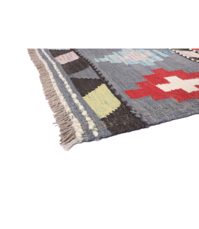 204 x 154 cm Handmade Afghan Traditional Kilim Area Rug Wool Carpet