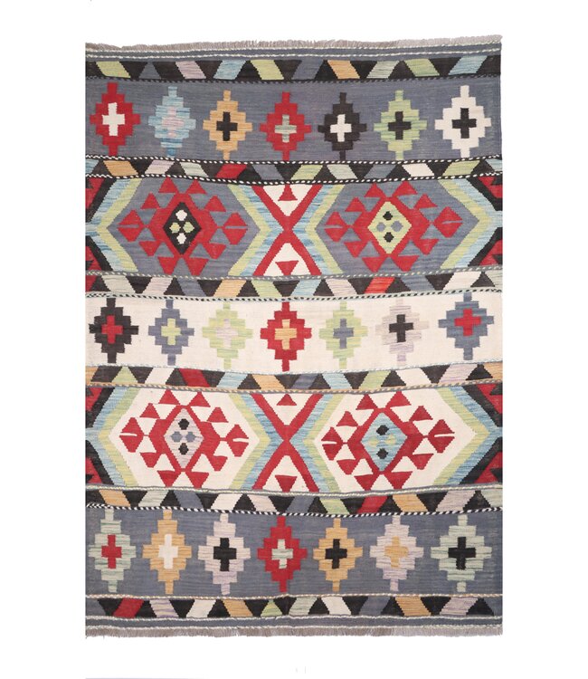 204 x 154  cm Handgefertigter Afghanischer traditioneller Kilim Teppich Woll