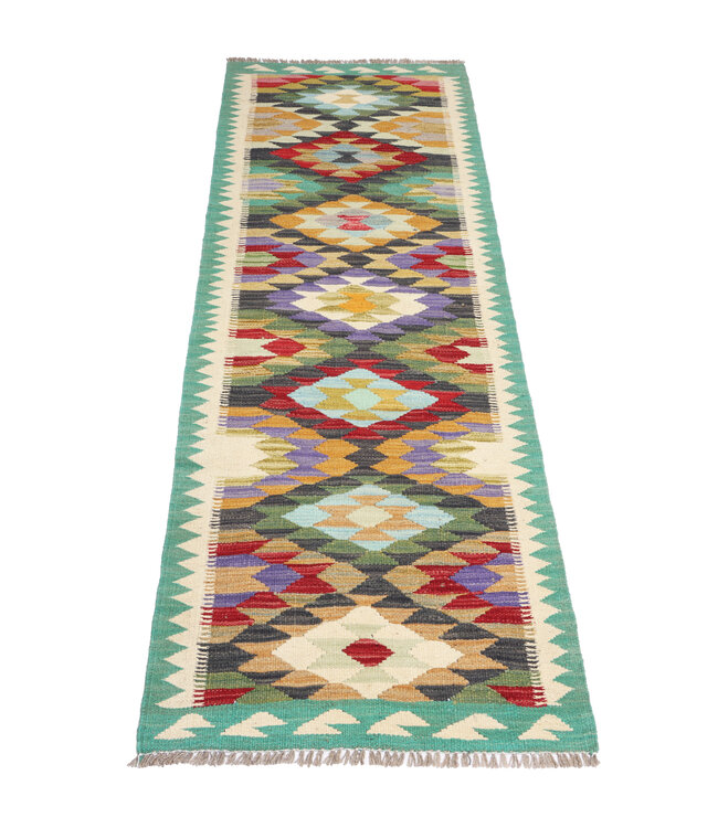 Kelim kleed loper 197 x 65 cm  vloerkleed tapijt kelims hand geweven