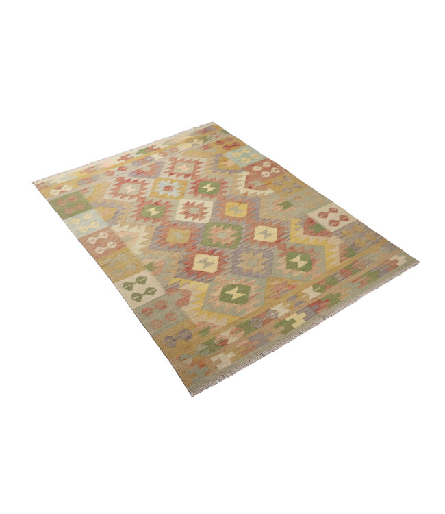 200 x 147 cm Handmade Afghan Traditional Kilim Area Rug Wool Carpet