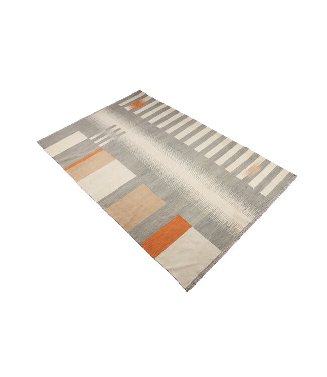 246 x 165   cm Handgeweven modern Kelim Tapijt Wol