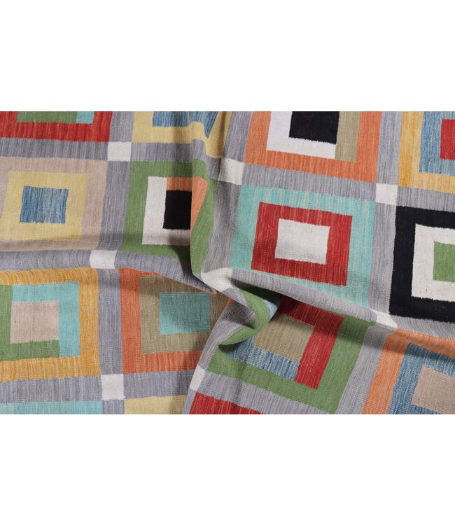 238 x 170 cm Handgemacht modern Wolle Kelim Teppich