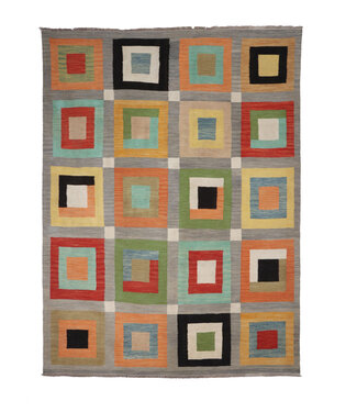 238 x 170 cm Handgeweven modern Kelim Tapijt Wol