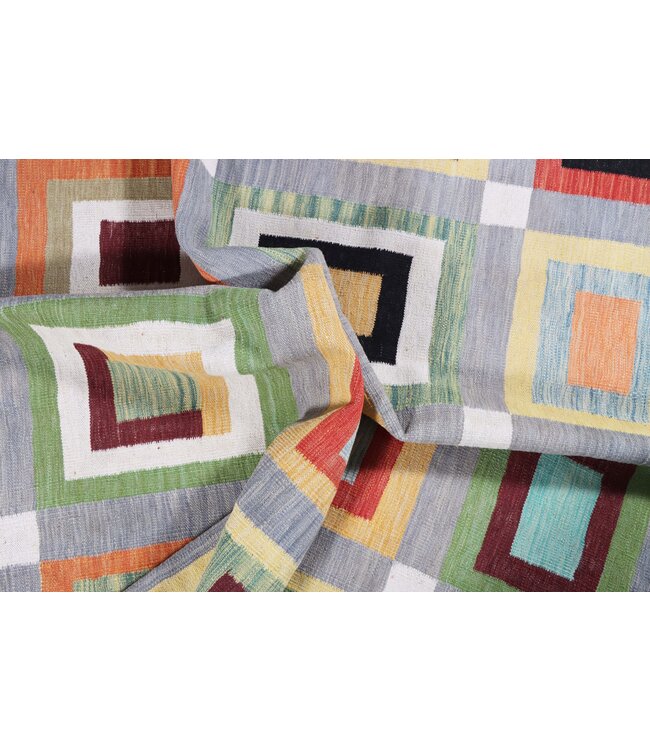 234 x 173 cm Handgemacht modern Wolle Kelim Teppich