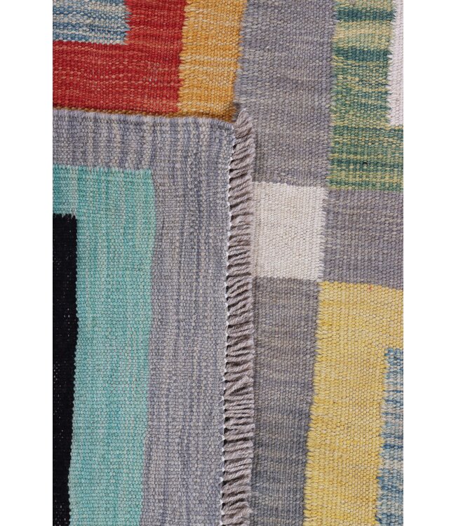 234 x 173  cm Handgeweven modern Kelim Tapijt Wol