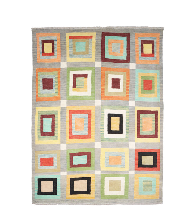 234 x 173  cm Handgeweven modern Kelim Tapijt Wol