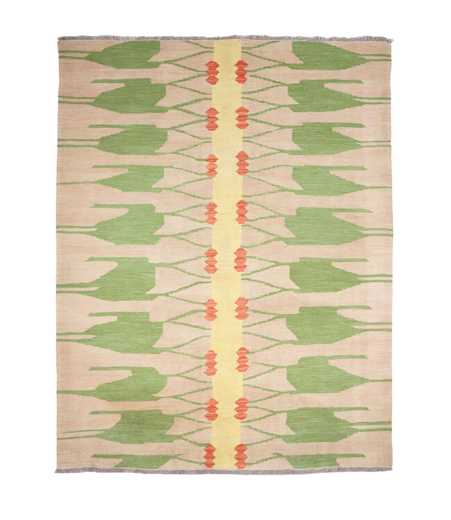 204 x 152  cm Handgeweven modern Kelim Tapijt Wol