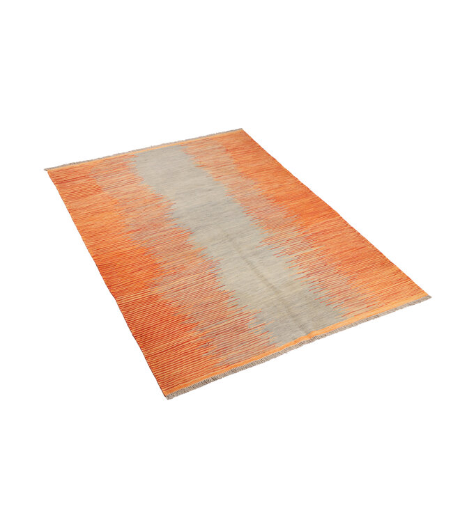 202 x 147  cm Handgeweven modern Kelim Tapijt Wol